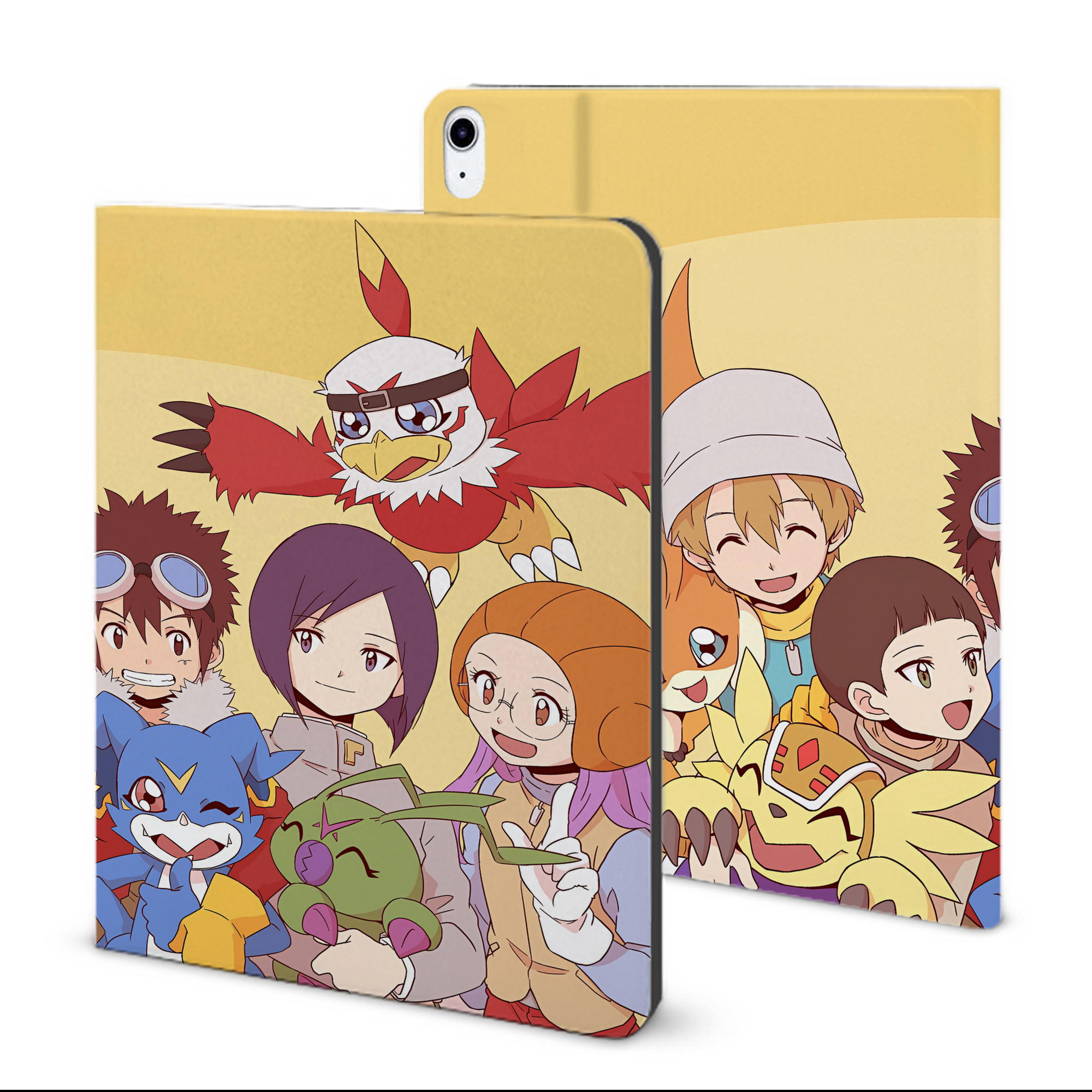 （画像用） Digimon デジタルモンスター/デジモン IPad ケース ブック型 PUレザー TPU 耐衝撃 軽量 薄型 ペン収納なし 全面保護 IPad 各モデル対応